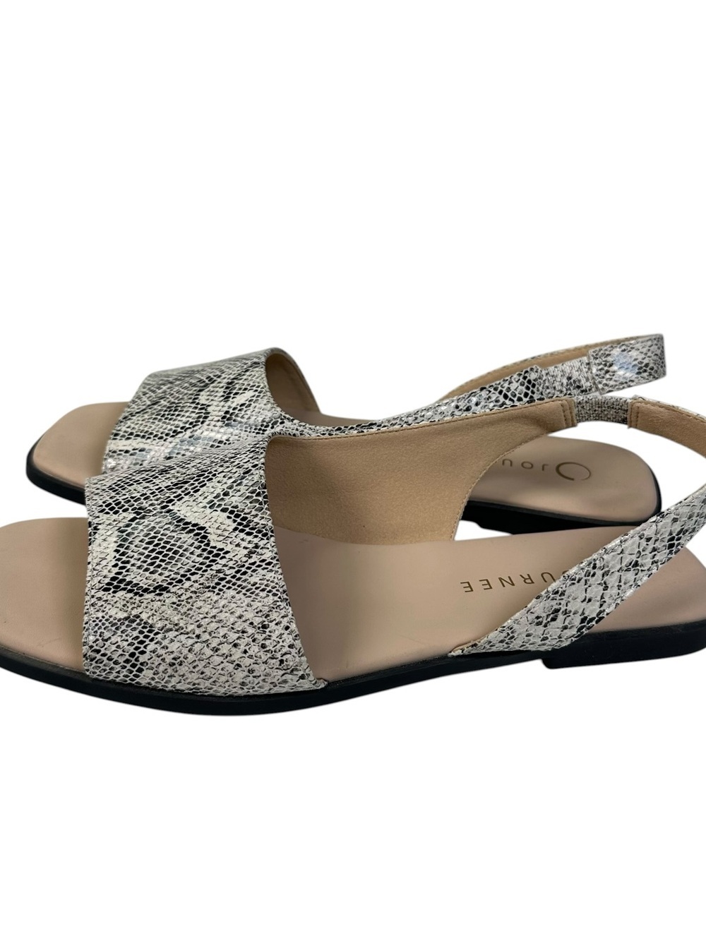 Journee Women's Sz 8 Brinsley Sling Back Flat Sandals Snake Animal Print Summer